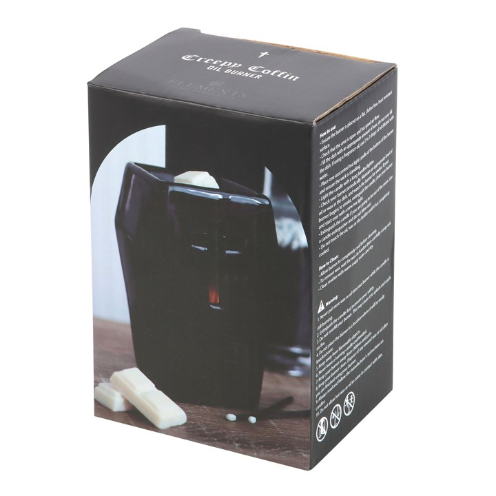 Black ceramic product packaging with a product image and text on a white background