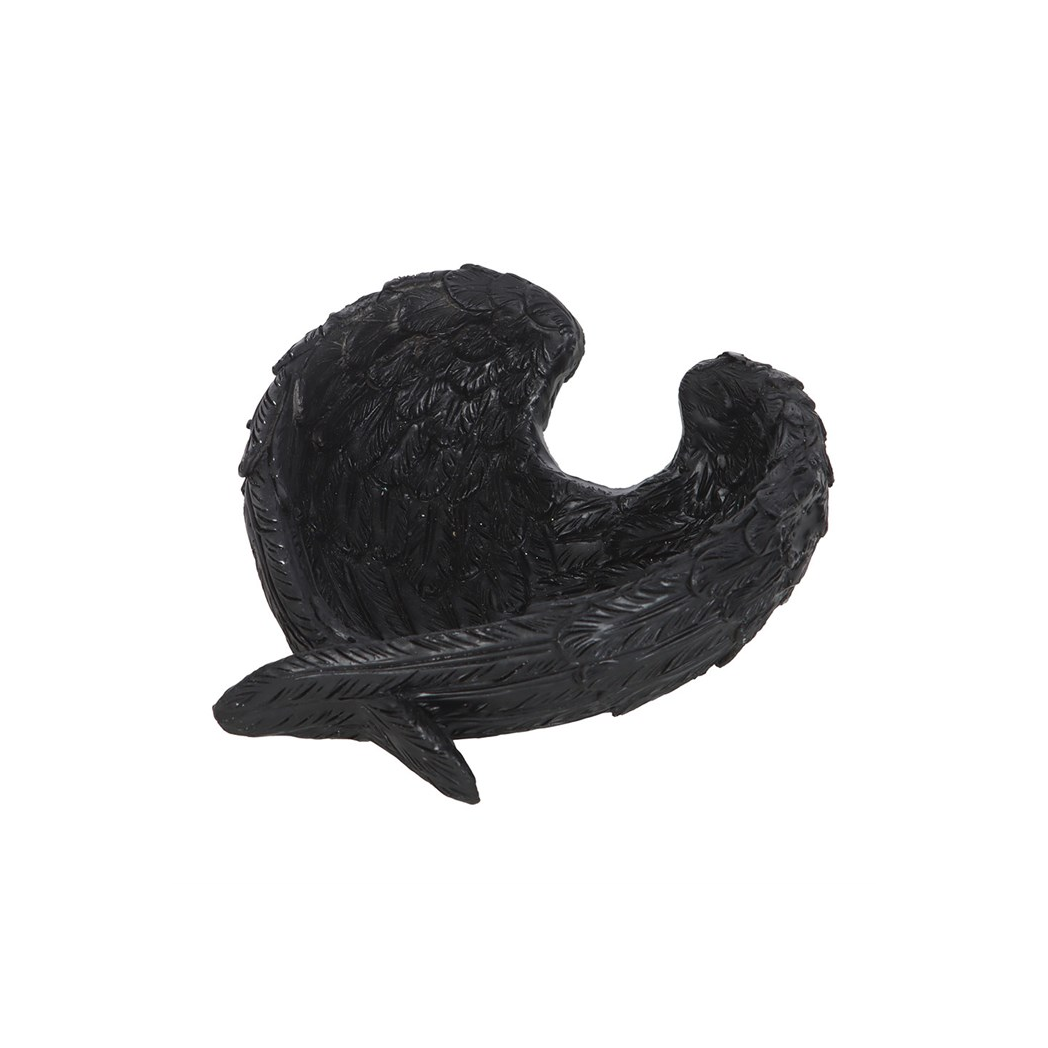 Black decorative wave sculpture on a white background
