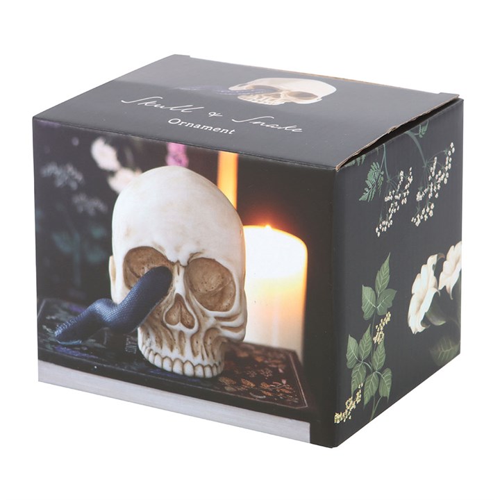 Box with skull and candle design on a white background