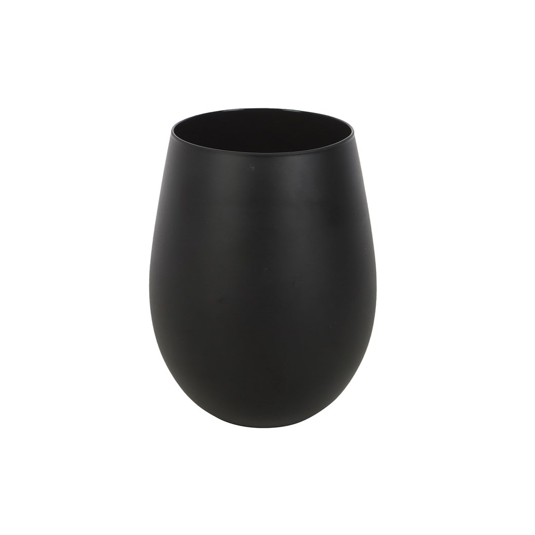 Black ceramic vase on a white background